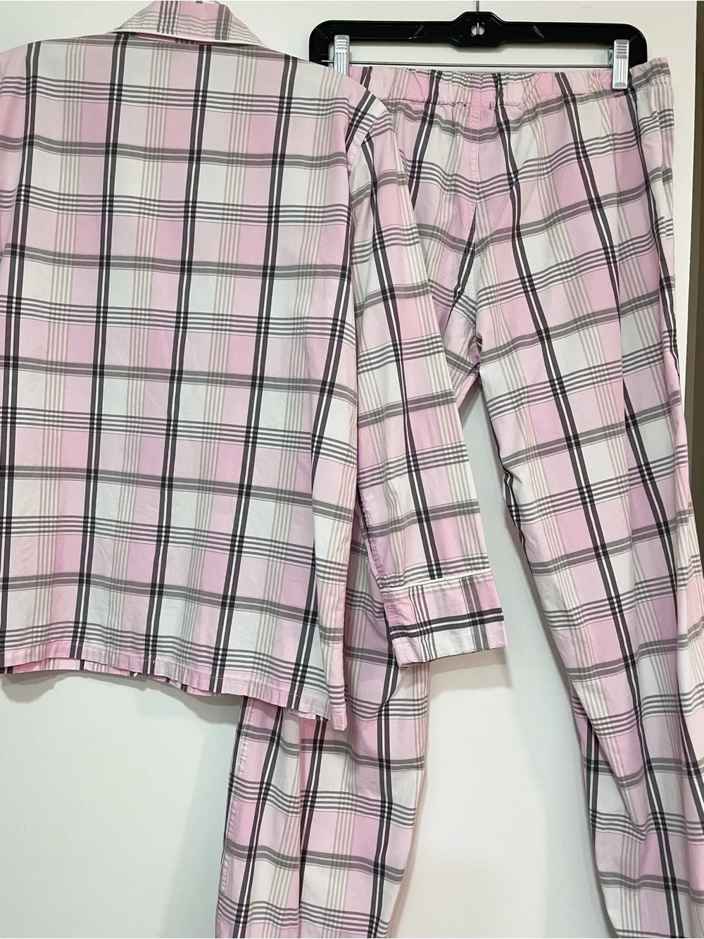 J. Crew Cotton Pajamas 2 Piece SET S Pink Grey Plaid Longsleeve Button Top Pants